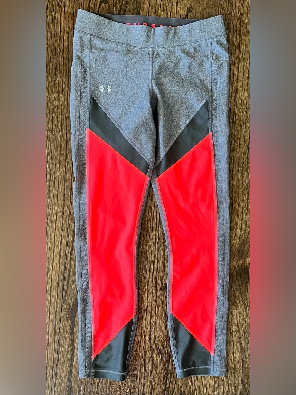 Under Armour Gray, Red & Black Girls' Athletic Leggings